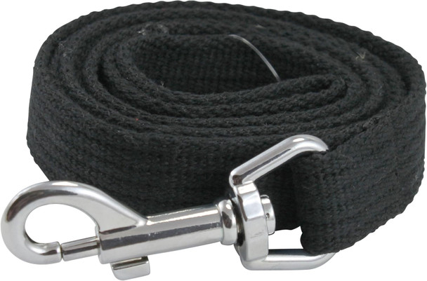 Dog Leash 4.5Ft Long Cotton Web For Training, Black 4 Sizes (Medium: 3/4 Wide)