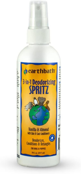 Earthbath, Vanilla & Almond 3-In-1 Dog & Puppy Deodorizing Spritz - Dog Odor Eliminator For Strong Odor, Cruelty- Dog Cologne, Dog Wash Spray, Made In Usa, Dog Bathing Supplies - 8 Oz (1 Pack) Earthbath, Vanilla & Almond 3-In-1 Dog & Puppy Deodorizing Spritz - Dog Odor Eliminator For Strong Odor, Cruelty- Dog Cologne, Dog Wash Spray, Made In Usa, Dog Bathing Supplies - 8 Oz (1 Pack)