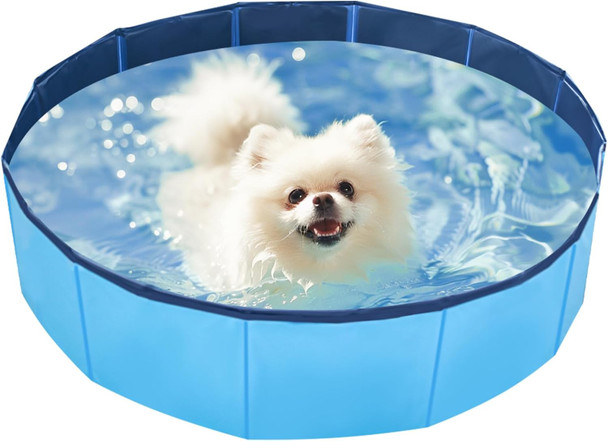 een Foldable Dog Pool, Collapsible Hard Plastic Dog Swimming Pool, Portable Bath Tub For Pets Dogs And Cats, Leakproof Pvc Pet Wading Pool For Indoor And Outdoor, S - 32 X 8 Inches