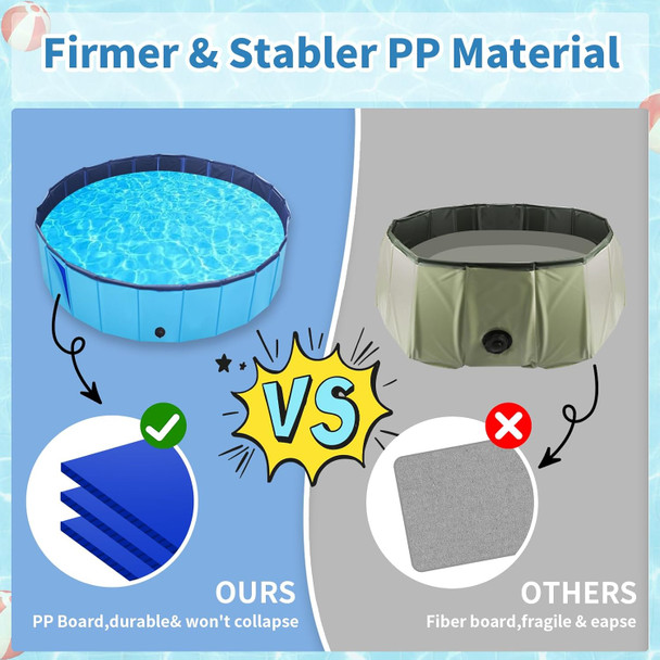 een Foldable Dog Pool, Collapsible Hard Plastic Dog Swimming Pool, Portable Bath Tub For Pets Dogs And Cats, Leakproof Pvc Pet Wading Pool For Indoor And Outdoor, S - 32 X 8 Inches