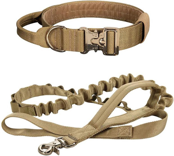 Tactical Dog Leash For Quick Release Nylon Adjustable Tactical Dog Collar With Metal Buckle And Control Handle
