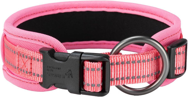 Excellent Elite Spanker Classic Dog Collar Pu Material Pet Collar With Buckle Adjustable For Small Medium Large Dogs Walking Training Black Red Blue(Pink-L)