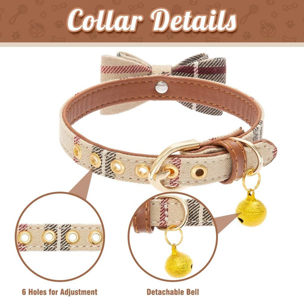 Expawlorer Puppy Collar And Leash Set - Embroidery Pawprints Plaid Dog Collar And Dog Leash No , Bow Tie And Bandana Dog Collar With Bell, Collar And Leash For Dogs Cats Outdoor Walking, Blue S Expawlorer Puppy Collar And Leash Set - Embroidery Pawprints Plaid Dog Collar And Dog Leash No , Bow Tie And Bandana Dog Collar With Bell, Collar And Leash For Dogs Cats Outdoor Walking, Blue S
