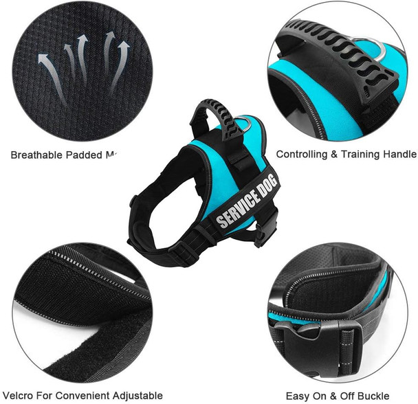 Fairwin Service Dog Vest-No-Pull Dog Harness With Handle Adjustable Reflective Patches In Training Vest Harness For Small Medium Large Breed Outdoor Walking