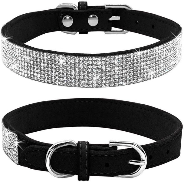 Rhinestone Dog Collar, Cute Dazzling Sparkling Soft Suede Leather Dog Cat Rhinestone Collar Crystal Diamond Pet Dog Puppy Collar(Black,L Fit Neck 38-46 Cm) Rhinestone Dog Collar, Cute Dazzling Sparkling Soft Suede Leather Dog Cat Rhinestone Collar Crystal Diamond Pet Dog Puppy Collar(Black,L Fit Neck 38-46 Cm)