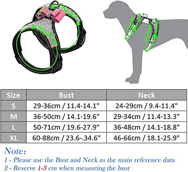 Dog Harness With Rhinestone Reflective, Cute Bling Ties Dog Harness Dog Leash, Reflective Chest Strap With Shiny Bow