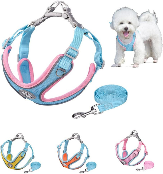 Dog Harness And Leash Step-In Air All Weather Mesh Step In Vest Harness For Small And Medium Dogs Blue M