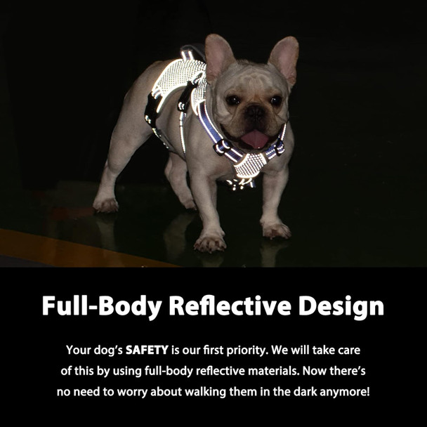 Escape Proof Dog Harness, Escape Artist Harness, Reflective Dog Harness With Handle, Durable,Adjustable Vest For Small Medium Large Dogs Walking, Training, And Running Gear(Technicolor Blue,S)