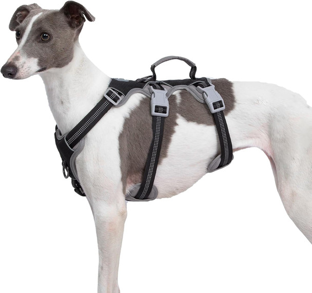 Escape Proof Dog Harness, Escape Artist Harness, Reflective Harness With Padded Handle, Breathable, Durable, Adjustable Vest For Medium Dogs Walking, Training, And Running Gear (Black, M)
