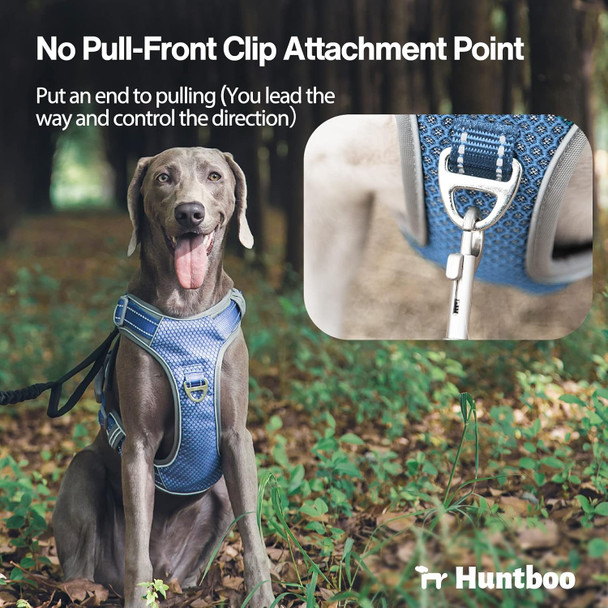 No Escape Dog Harness, Escape Proof Harness, Fully Reflective Harness With Padded Handle, Breathable, Durable, Adjustable Vest For Medium Dogs Walking, Training, And Running Gear (Teal,M)