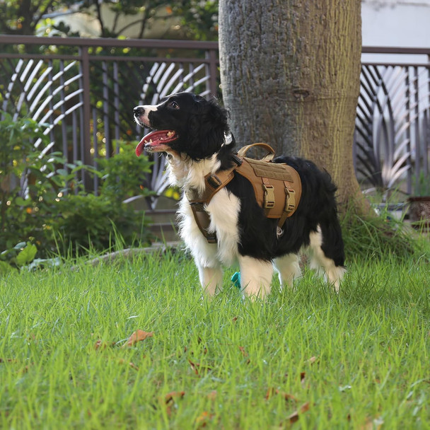 Icefang Gn3 Tactical Dog Harness With 6X Buckle,Dog Molle Vest With Handle,3/4 Body Coverage,Hook And Loop Panel For Id Patch,No Pulling Front Clip (M (25-31 Girth), Coyote Brown)