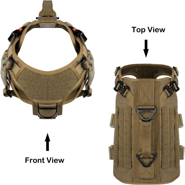 Icefang Gn3 Tactical Dog Harness With 6X Buckle,Dog Molle Vest With Handle,3/4 Body Coverage,Hook And Loop Panel For Id Patch,No Pulling Front Clip (M (25-31 Girth), Coyote Brown)
