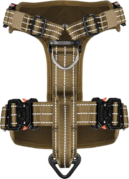 Icefang Gn3 Tactical Dog Harness With 6X Buckle,Dog Molle Vest With Handle,3/4 Body Coverage,Hook And Loop Panel For Id Patch,No Pulling Front Clip (M (25-31 Girth), Coyote Brown)