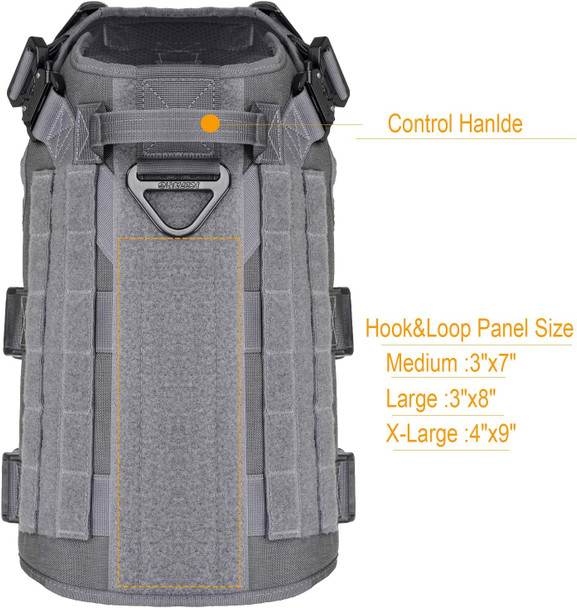 Icefang Reflective Tactical Dog Harness With 6X Buckles For Medium Sized Dogs,Walking Training Work Dog Molle Vest With Handle,No Pulling Front Leash Clip (M :Chest:25-31, Brown)