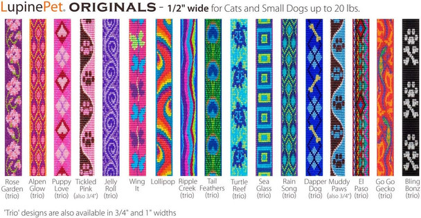 Small Dog Collar By Lupine 1/2 Wide Ripple Creek Design Adjusts From 8 To 12