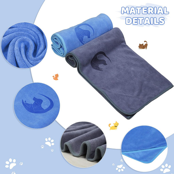 Dog Towel Pack Of 2(24X47), Quick Drying Pet Towel For Bath And Beach, Super Absorbent And Soft Microfiber Towels With Four Hand Pockets For Dogs, Cats, And Other Pets
