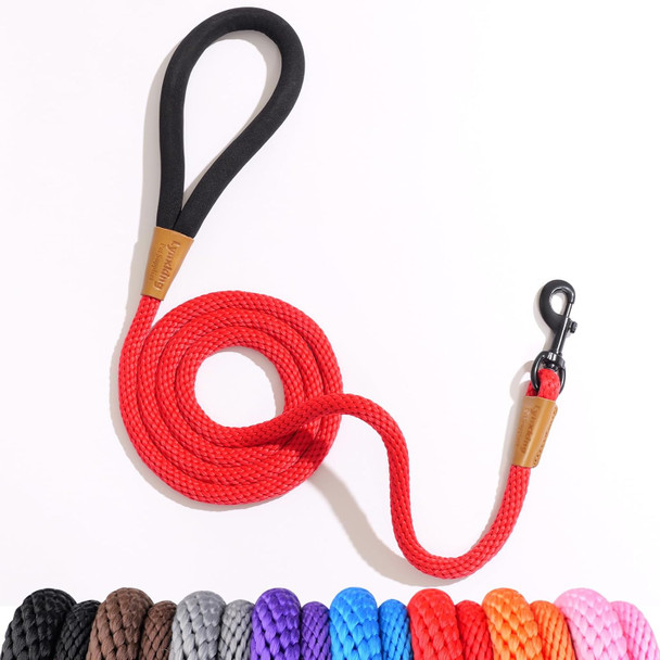 Lynxking Dog Leash Slip Lead Snap Hook Rope Leash Strong Heavy Duty Braided Dog Training Leash No Pull Training Lead Leashes For Medium Large And Small Dogs (Red, Small 3/8 X6')