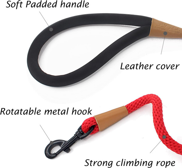 Lynxking Dog Leash Slip Lead Snap Hook Rope Leash Strong Heavy Duty Braided Dog Training Leash No Pull Training Lead Leashes For Medium Large And Small Dogs (Red, Small 3/8 X6')