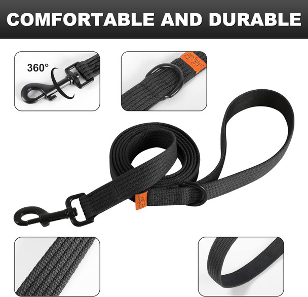 Lynxking Dog Training Leash Double Handle Dog Leash Heavy Duty 6Ft Webbing 2 Padded Handles Leash Long Reflective Safety Walking Lead For Small Medium Large Dogs