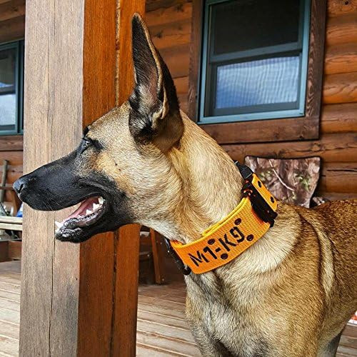 M1-K9 Tactical Dog Collar, Large Breed Military W/ 6 Ft. Leash And Utility Pouch (Gen. 3, Adj. 16-26, Safety Orange)
