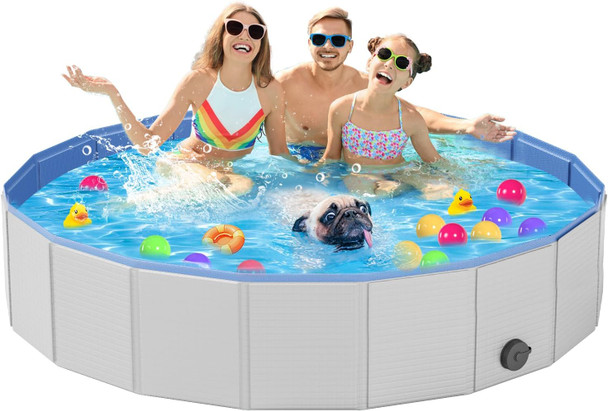 Dog Pool For Large Dogs, Plastic Pool For Dogs, Dog Bathtub Portable, Foldable Pool For Dogs Slip-Resistant (Xl - 71'' X 12'')
