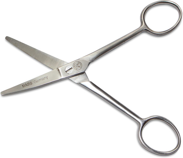 Mars Professional Stainless Steel Curved Scissors Shears, Microserrated, Blunt Points, 5 Length