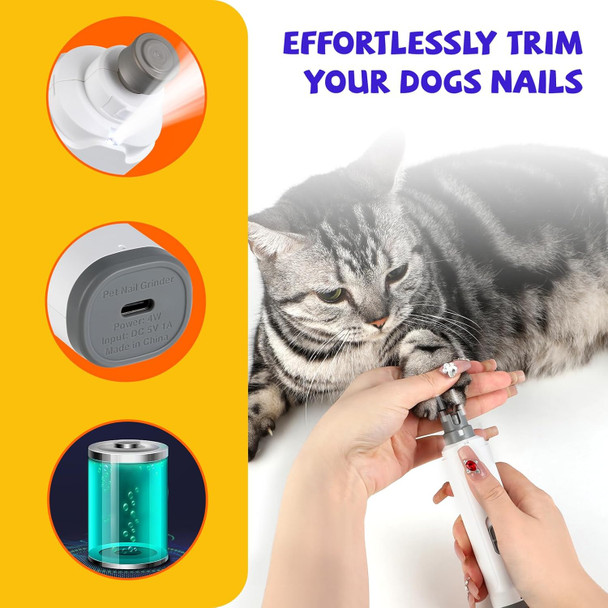 Dog Nail Trimmers, Usable For Cat Nail Clipper, Dog Nail Grinder, d Dog Nail Grinder Silent Use, Rechargeable Battery, Equipped With Led Light, Suitable For Small/Medium/Large Dogs
