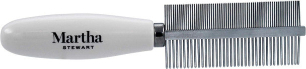 Martha Stewart For Pets Double Sided Comb For Dogs 2-In-1 Dog Grooming Comb With Stainless Steel Pins Wet Or Dry Small Dog Brush For Dogs Dog Grooming Supplies, Dog Hair Brush, Dog Comb