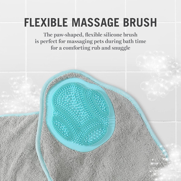 Martha Stewart - Multi-Functional Shammy Drying Towel W/Tpr Paw Elegant Dog Grooming Tool For Drying & Massaging Absorbent Microfiber Dog Grooming Drying Cloth For Pets With Hand Pockets (Ff18762)