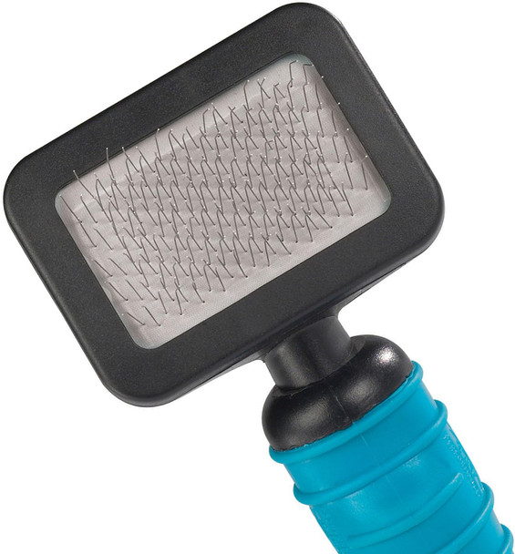 Master Grooming Tools Ergonomic Slicker Brushes — Molded Brushes For Grooming Dogs - Extra Small, 2¾ X 2, Teal/Black Master Grooming Tools Ergonomic Slicker Brushes — Molded Brushes For Grooming Dogs - Extra Small, 2¾ X 2, Teal/Black