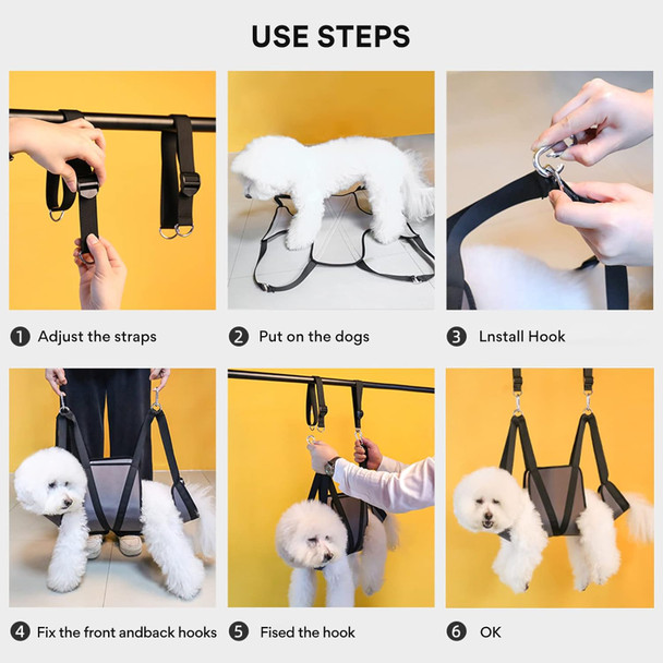 Pet Dog Grooming Hammock Harness, Dog Nail Trimming Sling Harness Hammock, Restraint Bag Claw Care Holder With Nail Clippers/Nail Trimmers/Scissors For Puppy & Cats, Large Gray