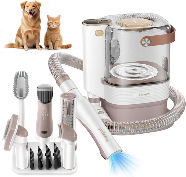3.2L Dog Grooming Kit & Vacuum Suction, 3 Level Dog Hair Vacuum Groomer With Dog Clippers For Thick Coats, Pet Vacuum For Shedding Grooming Including 6 Tools For Dogs Cats
