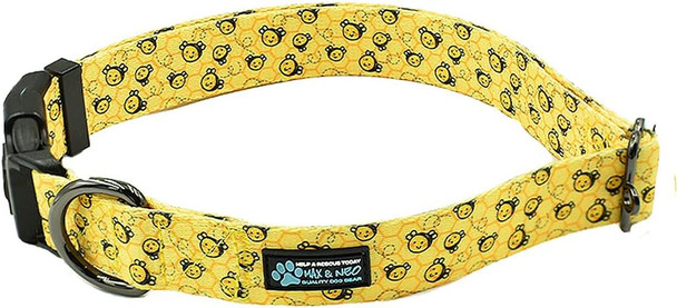 Max And Neo Patterned Neo Dog Collar - We Donate A Collar To A Dog Rescue For Every Collar Sold (Large, Bees)
