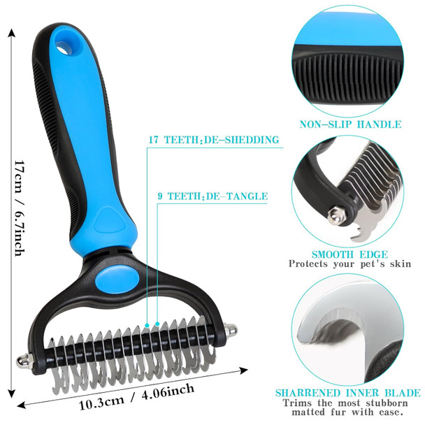 Pet Grooming Brush & Nail Clipper - Double Sided Shedding, Dematting Undercoat Rake For Dogs, Cats - Extra Wide Dog Brush For Shedding, Cat Brush & Cat Nail Clipper, Kitten Nail Trimmers - Set Of 2