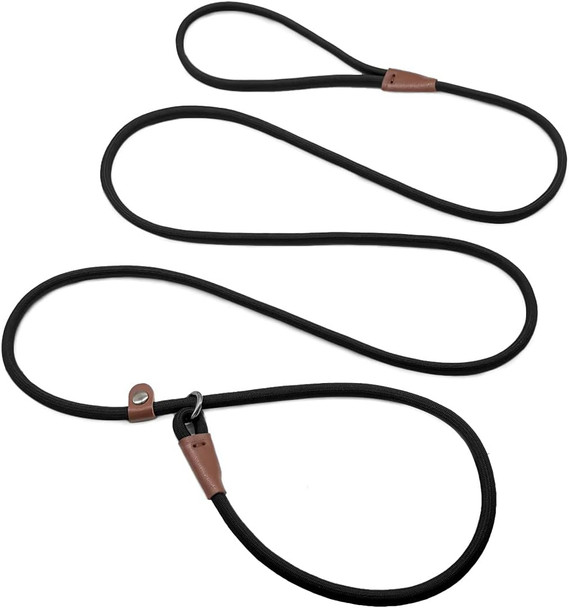 Maypaw Slip Lead Control Leash For Dogs No Pull, 13+ Colors Classic Dog Leash 7Ft Pet Slip Leash, 1/4” Rope Leash For Small Medium Animals (7Ft1/4, Black)