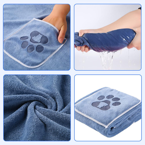 2 Pack Dog Bath Towel With Hand Pockets, 40×20 Super Absorbent Pet Towel For Drying Dogs, Microfiber Dog Grooming Towel For Small, Medium, Large Dogs And Cats, Dog Towel Set, 100×50Cm