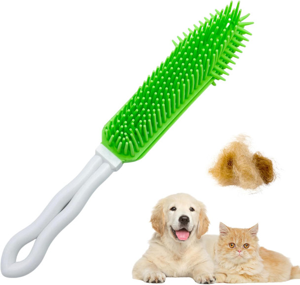Pet Hair Remover For Car Couch Clothes Furniture - Dog & Cat Fur Lint Removal Brush Soft Rubber Bristles