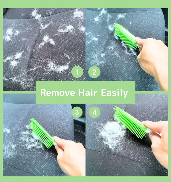 Pet Hair Remover For Car Couch Clothes Furniture - Dog & Cat Fur Lint Removal Brush Soft Rubber Bristles
