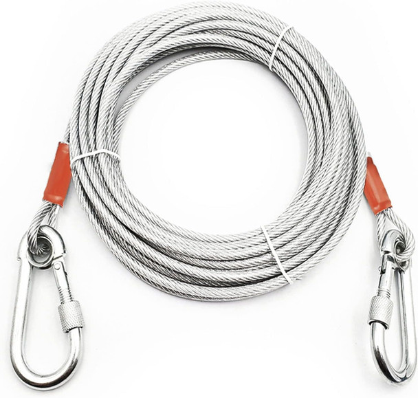 Dog Tie Out Cable For Dogs -10/20/30/50/75Ft Heavy Duty Tie Out Cable For Dogs Up To 125/250 Lbs - Anit Rust Chew Proof Dog Chains Leash For Outdoor,Yard,Camping (Silver, 20Ft-125Lbs)