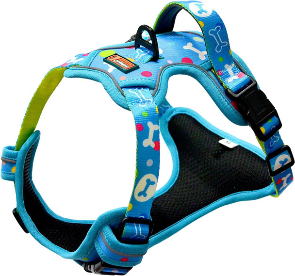 No Pull Dog Harness With 4Ft Leash, Reflective Dog Harness With Walking Easy Control Handle,Multi-Pattern Adjustable Vest Dog Harness With Poop Handle For Large Medium Small Dogs