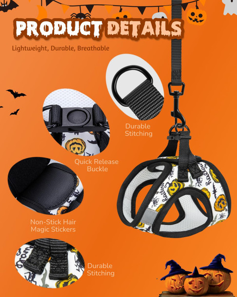 Dog Harness With Leash Set, No Pull Dog Harness For Easy Walk, Adjustable Reflective All Weather Step-In Puppy Harness With Soft Mesh Padded Pet Vest For Small Medium Large Dogs (White, S)