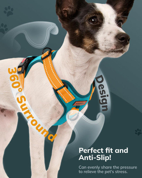 Midog Dog Harness, No-Pull Pet Harness And Leash Set For Small Medium Large Dogs Walking, No Choke Front Clip Dog Reflective Harness, Adjustable Soft Padded Pet Vest With Easy Control Handle (Blue,L)