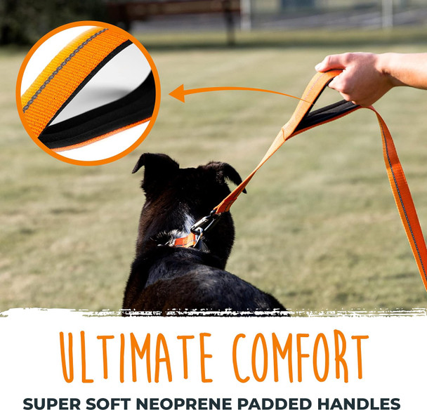 Mighty Paw Training Tab Dog Leash - Padded Handle - Strong Traffic Pet Lead - Carabiner Clip Included - Dog Leash Handle Only - Short Tab Lead - Clip Leash Handle - For All Dog Breeds - 10” (Grey)