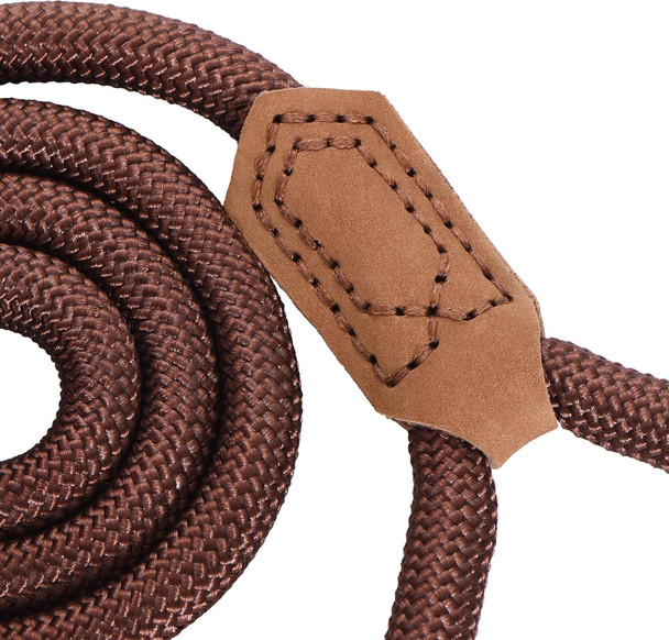 Mile High Life Premium Leather Dog Leash Strong Rope Leash Leather Handle Zinc Alloy Strong Clasp Small Medium Large Dogs 4/5/6 Feet(Dark Brown, 48 Inch (Pack Of 1))