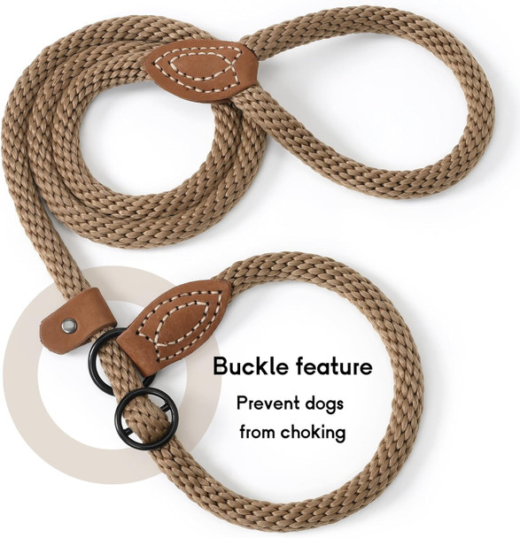 Mile High Life Slip Leads For Dogs Heavy Duty Dog Training Leash 5 Feet No Pull Slip Leashes W Leather Tip Brown Rope Lead For Dogs Outside