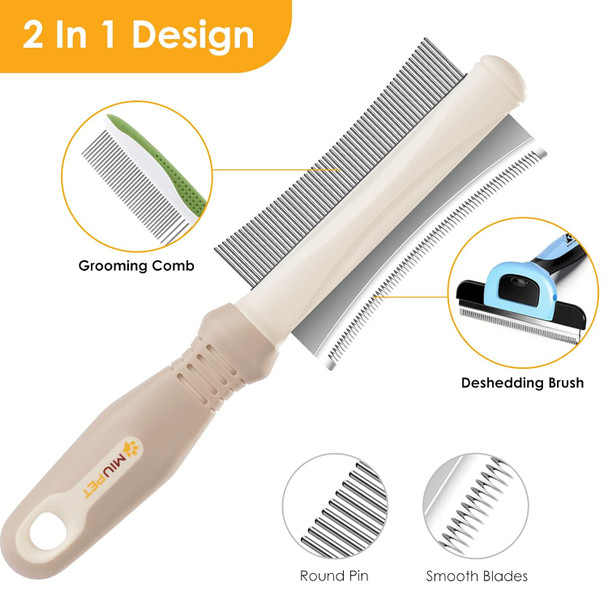 2 In 1 Dog & Cat Deshedding Brush & Grooming Comb, Double Sided Professional Brush For Short Medium Or Long Hair, Effectively Remove Dead & Floating Hair 2 In 1 Dog & Cat Deshedding Brush & Grooming Comb, Double Sided Professional Brush For Short Medium Or Long Hair, Effectively Remove Dead & Floating Hair
