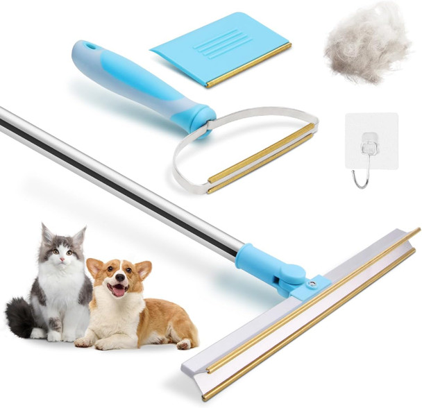 3 Pack Pet Hair Remover Bundle Carpet Rake Pet Hair Removal Tool With Telescopic 55 Handle Carpet Rug Rake For Dog Cat Hair Deep Cleaner Brush Reusable Carpet Scraper For Rug, Stairs, Couch, Car Mat