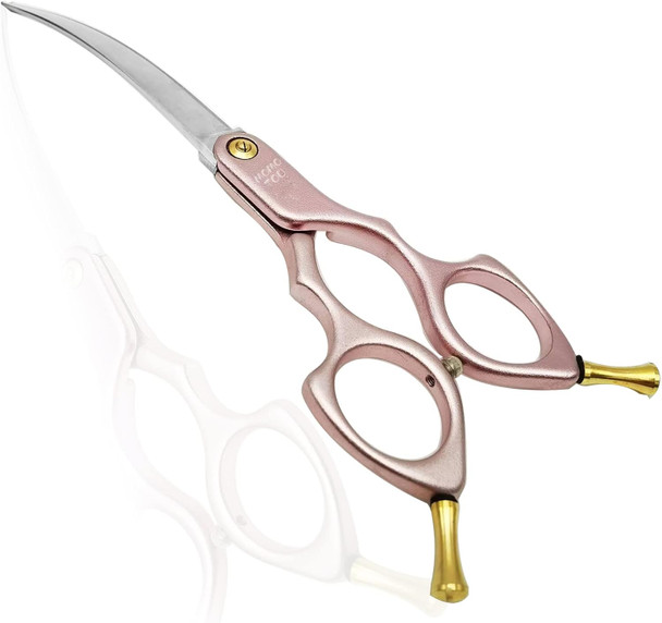 6.5'' Small Curved Dog Grooming Scissors Professional Trimming Shears With Ultra-Lightweight Offset Handle 440C Stainless Steel Pet Scissors For Face And Paws