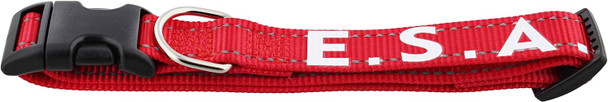 Emotional Support Dog Collar Red - M Nylon Embroidered With Reflective Text For Medium Sized Dogs