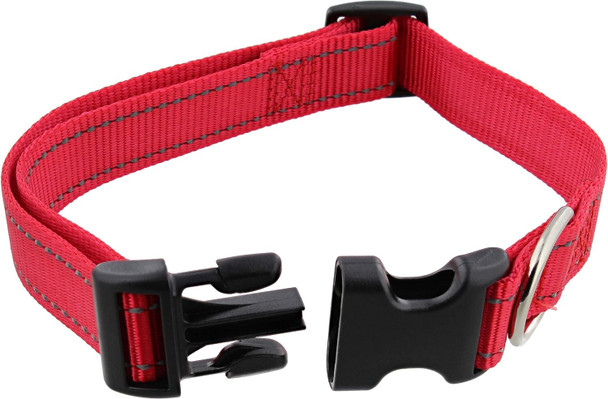 Emotional Support Dog Collar Red - M Nylon Embroidered With Reflective Text For Medium Sized Dogs